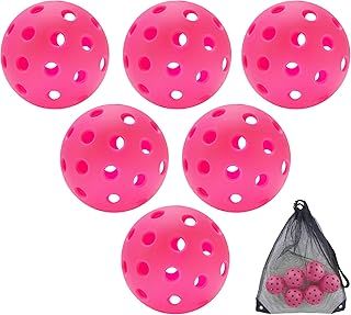 Sukeen Pickleball Set, 6 PCS Pickleballs, 40 Hole Outdoor Ball, High Visibility and Accurate Control, Pickball Set with Lightweight Mesh Storage Bag