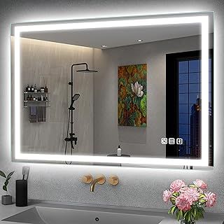 S'bagno Bluetooth-Bathroom-Mirror-with-LED-Lights 800x600mm, LED-Bathroom-Mirror with Defogging Mat, 3000K-6500K, Dimmable, Memory, HD Tempered Glass, IP44-Led-Mirror-Bathroom, Horizontal/Vertical