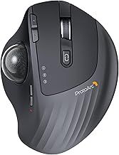 ProtoArc EM01 NL Wireless Bluetooth Trackball Mouse, 2.4G Ergonomic Rechargeable Rollerball Mouse with 3 Adjustable DPI, 3 Device Connection for PC, Mac, Windows, Gray Roll