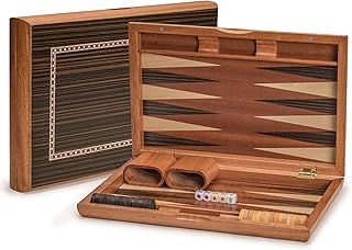 Yellow Mountain Imports Wooden Inlaid Backgammon Set, Dorne - with Wooden Playing Pieces and Accessories, 33 centimeter Board