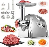 Warmiehomy Meat Grinder Electric, 2800W Meat Mincer with 3 Stainless Steel Grinding Plates, Vegetable Food Mincer Machine, Household Sausage Meat Patty Maker, Reverse Function, Plastic Housing(White)
