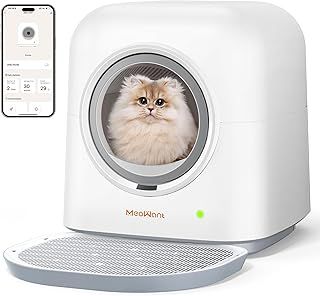 MeoWant Self Cleaning Tray, 2024 New Upgrade Fully Enclosed Automatic Cat Litter Tray for Multi Cats, Ultra-Safe/APP Control/Odor Removal Cat Litter Box with Mat & Liner
