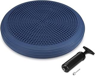 Navaris Air Stability Wobble Cushion - Air Inflated Exercise Fitness Balance Disc Wiggle Seat for Home, Office, Classroom - Includes Hand Pump