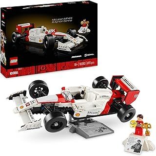 LEGO Icons McLaren MP4/4 & Ayrton Senna Vehicle Set, F1 Race Car Model kit for Adults to Build with Race Driver Minifigure, Home or Office Desk Décor, Formula One Birthday Gifts for Men & Women 10330