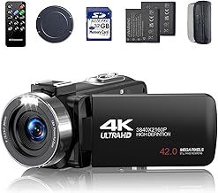 CAMWORLD Camcorder Video Camera 4K 30fps 42MP 18X Digital Zoom Vlogging Cam Corder Recorder 3.0'' 270° Rotation Screen for YouTube Wedding Travel with Remote Control, 2 Batteries, and 32GB SD Card