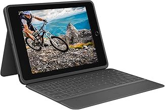 Logitech Rugged Folio for iPad (7th, 8th, & 9th generation) Protective Keyboard Case with Smart Connector and Durable Spill-Proof , QWERTY UK English Layout - Black