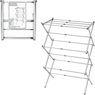 BLACK+DECKER BXAR61069E Extendable Compact Clothes Airer, Cool Grey, 7.5M Drying Space