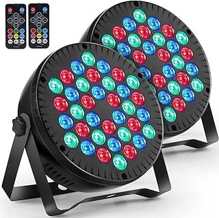 2 Pcs Par Lights, RGB 36 LED Stage Light Sound Activated DMX Control, 7 Modes Disco Lights with Remote Control Stage Lighting, DJ Par Party Light for Club KTV Disco Party