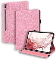 Case for Samsung Galaxy Tab S10 Ultra 2024/ S9 Ultra 14.6 Inch 2023/S8 Ultra 2022 14.6 Inch Shockproof with S-Pen Holder Flowers Mandala Embossed Multi-Angle Viewing Cover - Pink