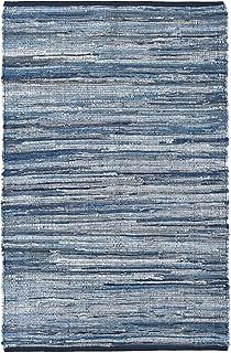 Bravich Recycled Cotton Chindi Rug - Denim Fabric. Blue Rug, Woven Traditional Indian Carpet Runner. Rag Rug For Living Room, Bedroom & Hallway. Washable Area Rugs For Home - 120x180cm