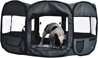 Amazon Basics Foldable Octagonal Indoor and Outdoor Portable Soft Dog Pen/Puppy Pen/Playpen, 114 cm, Grey