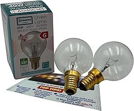 E14 Oven Bulb 40w Bundle with Crompton Small Screw, 300 Degrees Heat Resistant for Bosch/Philips/Neff, Pack of 2 Colour Temperature Info Card.