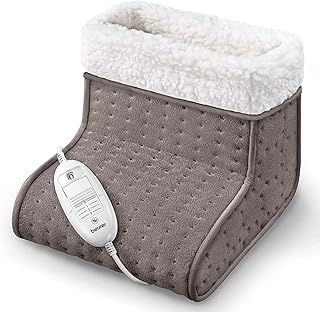 Beurer FW20UK Cosy Foot Warmer - Taupe | Electric foot warmer for cold feet | 3 temperature settings | Cosy teddy fleece lining | Soft and breathable | Suitable up to shoe size 12.5 | Washable lining