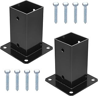 McBlast 2 Pcs Bolt Down Fence Post Holder, Heavy Duty Iron Fence Post Support, 70 * 70mm