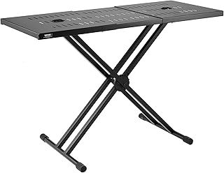 VEVOR DJ Table, 32"-43" x 18" Portable Laptop & Controller Stand, Lightweight DJ Desk & Booth, Adjustable Height, Foldable Double-X Keyboard & Tabletop, Audio Mixer Stand