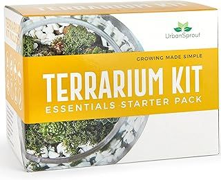 Plant Terrarium Kit for Succulents & Cacti - Includes Cactus Soil, Moss, Gravel & Guide - DIY Miniature Garden Gift Set for Him & Her - Grow Your Own Indoor Gardening Kit