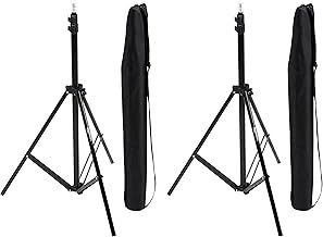Amazon Basics 2-Pack Aluminum 80"/2.04m Light Stand with Case for Studio and On-Location Photos, 1.81 lb / 821 g per Stand, Max Load 6.98lbs/3.17kg, Adjustable Height, Portable, Compact - Black