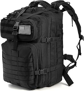 Elsjoy Black Military Tactical Backpack, 45L Large Army Assault Pack 3 Day Survival Rucksack, MOLLE Bug Out Bag for Men, Outdoor Hiking, Hunting