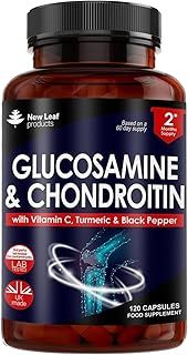 Glucosamine and Chondroitin High Strength - Enriched With Turmeric And Vitamin C - Glucosamine Sulphate Chondroitin Sulphate, Food Supplement - Contributes To The Normal Function of Bones 120 Capsules