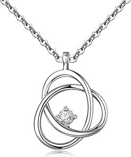 KENIY Silver Necklaces for Women,925 Sterling Silver Ladies Necklace Dainty Pendant Necklace with Cubic Zirconia Adjustable Celtic Knot Necklace Birthday Jewelry Gifts