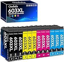 Ondula 603XL Ink Cartridges Multipack Replacement for Epson 603 Ink Cartridges for Expression Home XP-2100 XP-2150 XP-2155 XP-3100 XP-3150 XP-3155 Workforce WF-2810 WF-2820 WF-2830 WF-2835 (12-Pack)