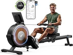 Rowing Machine for Home Gym, Magnetic Rower with 16 Levels of Quiet Resistance, Dual Slide Rails, 158 kg Weight Capacity, App Compatible