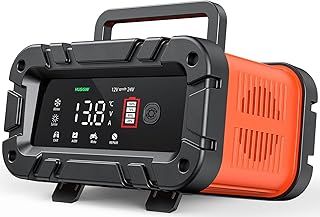 10Amp Car Battery Charger, 12V/24V Car Battery Charger,7-Stage Charging Automotive Smart LCD Screen Battery Charger Maintainer/Pulse Repair Charger Pack for Car, Motorcycle, Lead Acid Batteries & AGM