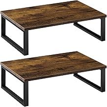2 Pack Wood Vintage Monitor Stand Holder, Computer Monitor Stand Riser for Computer Laptop Printer Notebook PC, Desktop Storage Organiser Shelf for Home or Office, Brown
