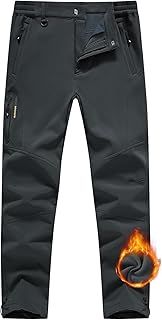 Rdruko Mens Waterproof Trousers Fleece Lined Winter Warm Ski Trousers Outdoor Hiking Walking Walking Camping Pants with Zip Pocket