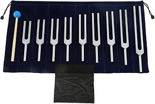 Dreld 9 Solfeggio Tuning Forks Kit, Healing Forks with Silicone Hammer and Bag for DNA Repair Healing, Sound Therapy, Perfect Healing, Musical Instrument, Balancing, Healers, Vibration