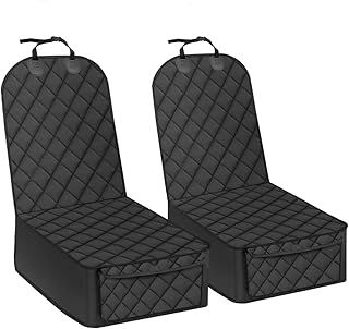 Front Car Seat Covers Nonslip Scratch Proof Dog Car Seat Cover, 100% Waterproof Car Seat Protector with Anchor, Washable Pet Dog Seat Covers for Cars Trucks SUV (Black, 2 Pieces)