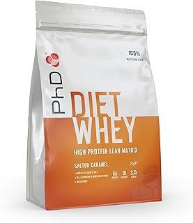 PhD Nutrition Diet Whey Low Calorie Protein Powder, Low Carb, High Protein Lean Matrix, Salted Caramel Diet Whey Protein Powder, High Protein, 80 Servings Per 2 kg Bag