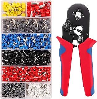 1250Pcs Ferrule Crimping Tool Kit, AWG23-7 Professional Self-Adjustable Ratchet Crimping Tool Kit Crimper Plier Set with Wire Terminals Crimper Connectors Wire End Ferrules