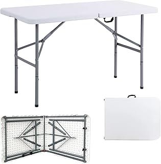 Crystals 4 Feet Folding Trestle Table Heavy Duty with Locking System Multi Purpose Indoor Outdoor Picnic BBQ Party - White