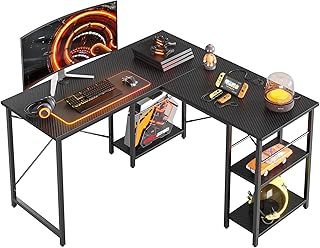 Bestier 192CM Reversible L Shaped Desk with Shelves 120CM Industrial Corner Desk Long Stable Computer Workstation with 2 Cable Holes