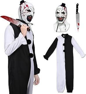 Terrifier Costume for Adults Art The Clown Costume Halloween Night Killer Scary Terrifier Jumpsuit for Cosplay Party