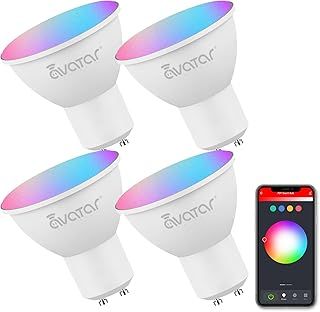 Avatar Controls GU10 Smart Bulb 4 Pack, 5W Music Sync Spot Alexa LED Lights RGBCW Colour Changing Dimmable Warm Cool White, Compatible with Google Home, No Hub Required