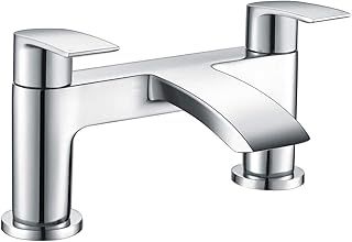 Bath Tap Waterfall Bathroom Bathtub Mixer Taps 2 Holes Tub Tap Monobloc Bath Filler Mixer Taps Chrome Dual Lever Mono Deck Mounted Modern