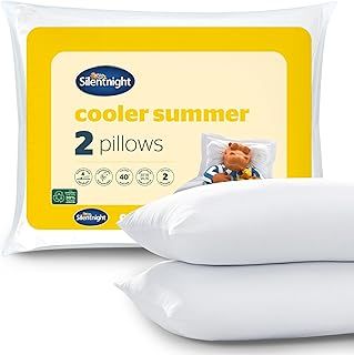 Silentnight Cooler Summer Pillows – Pack of 2 Soft Medium Support Summer Pillows with Lightweight Fibres Ideal for Summer – Hypoallergenic and Machine Washable, White