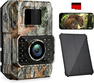 Coolifepro Wildlife Camera WiFi Bluetooth, 60MP 30FPS Solar Trail Camera Rechargeable 2000mAh, 100° Wildlife Camera with Night Vision Motion Activated 0.1s Trigger Speed, with 32GB SD Card