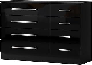 Harmin High Gloss 8 Drawer Sideboard/Cupboard/Buffet Solo/Chest (Grey)
