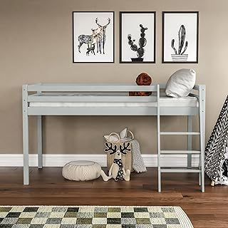 Vida Designs Sydney High Sleeper Cabin Bunk Bed With Ladder, Solid Pine Wood Frame, Kids Children, Single 3 Foot, Grey