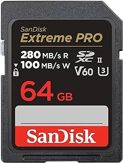 SanDisk 64GB Extreme PRO SDXC, Card up to 280MB/s, UHS-II, Class 10, U3, V60