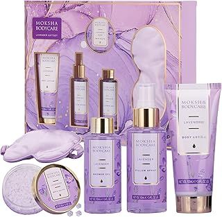 Lavender Gift Sets for Women with Pillow Mist Spray, Bath Set Pamper Gifts for Women, Birthday Mothers Day Gifts for Mum, Wife, Her, Friends, Sleep Gifts, Self Care