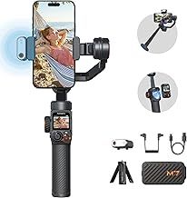 hohem iSteady M7 Gimbal Stabiliser for Smartphone w/AI Tracker, Removable Controller, 500g Payload Gimbal Stabiliser for iPhone Android, 1.4 Inch Touchscreen & Built-in Extension Rod