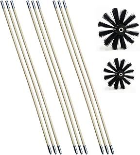 Chimney Cleaning Brush Dryer Duct Cleaner 2-in-1 Kit Fireplace Drier Vent Lint Sweeping Tools 18’ Flexible Rods Rotary System Working with or without Drill