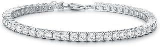 Diamond Treats Silver Tennis Bracelet for Women, 925 Sterling Silver Bracelets for Women with 3mm White or Coloured Stones, Silver Ladies Eternity Bracelet, Silver Jewellery Gift for Women