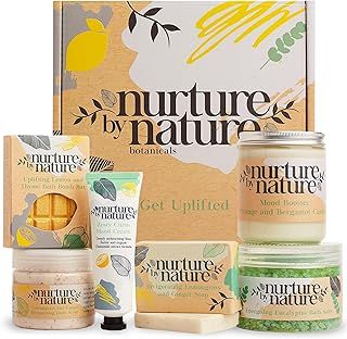 Nurture by Nature Relax & Uplift Pamper Gifts for Women - Mothers Day Gifts, Spa Gift Set Self Care Kit, Bath Salts, Bath Bombs, Cruelty Free Bath Sets, Mothers Day Hamper, Relaxation Gifts for Women