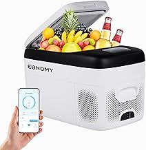 EUHOMY 25L Camping Fridge Freezer, Portable Compressor Car Fridge Freezer,12V/240V, -20℃ to 20℃ Quiet Small Car Fridge Freezer with APP Control for Travel, Camping, Picnic, etc.[Energy Class A]
