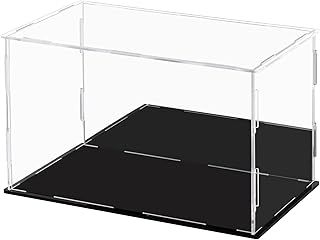 Ecoseao Acrylic Display Case with Mirror, Clear Acrylic Organizer Box Assemble Countertop Dustproof Protection Showcase for Action Figures, Collectibles, Home Storage (25cmx15cmx15cm)